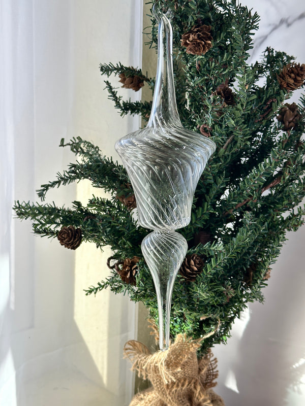 Clear Lantern Swirl Glass Ornaments - Egyptian Hand Blown