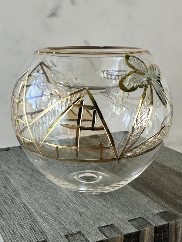 Egyptian Hand Blown Glass Tea Light Holder - Clear Glass