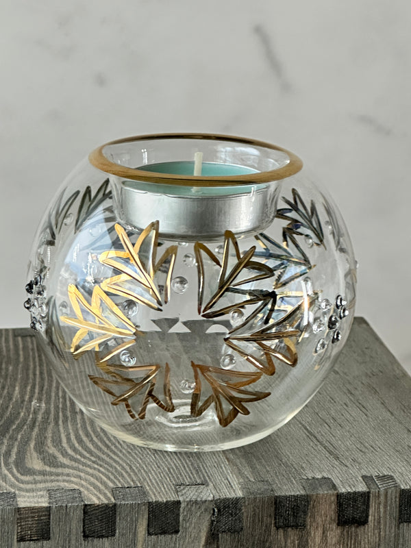 Egyptian Hand Blown Glass Tea Light Holder Flower