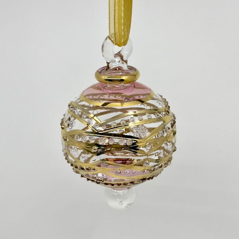 Small Globe w/ Geometric Design- Egyptian Hand Blown Glass Ornament