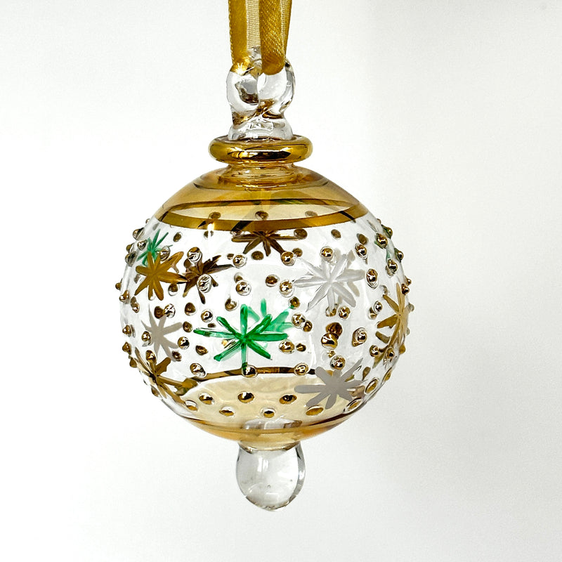 Small Globe w/ Star Design- Egyptian Hand Blown Glass Ornament