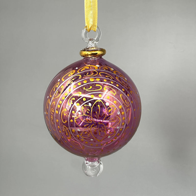 Large Globe - Hand dry painted - Egyptian Hand Blown Glass Ornament