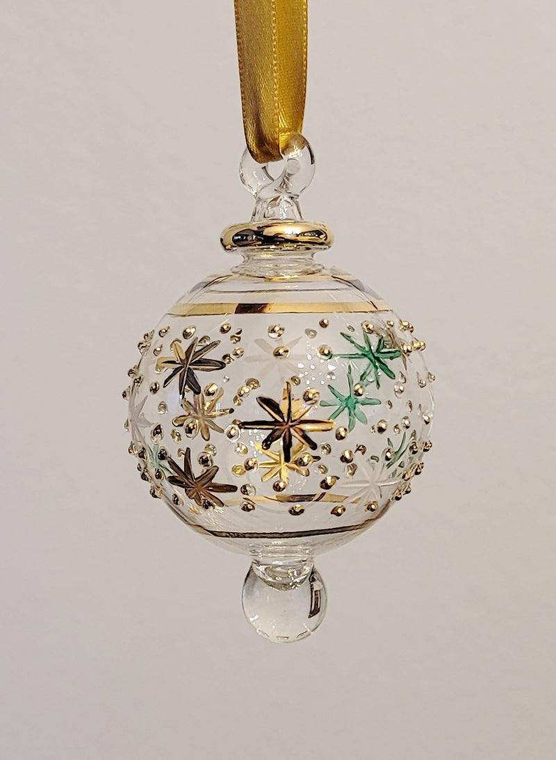 Small Globe w/ Star Design- Egyptian Hand Blown Glass Ornament