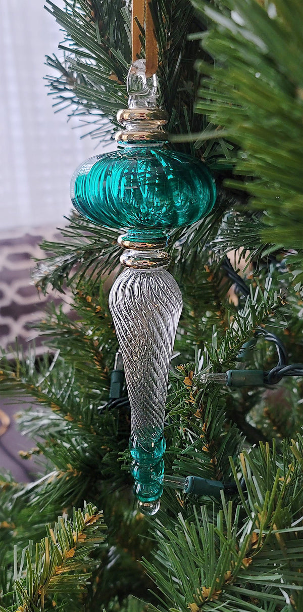 Glass Orb Icicle Ornament - Egyptian Hand Blown Glass