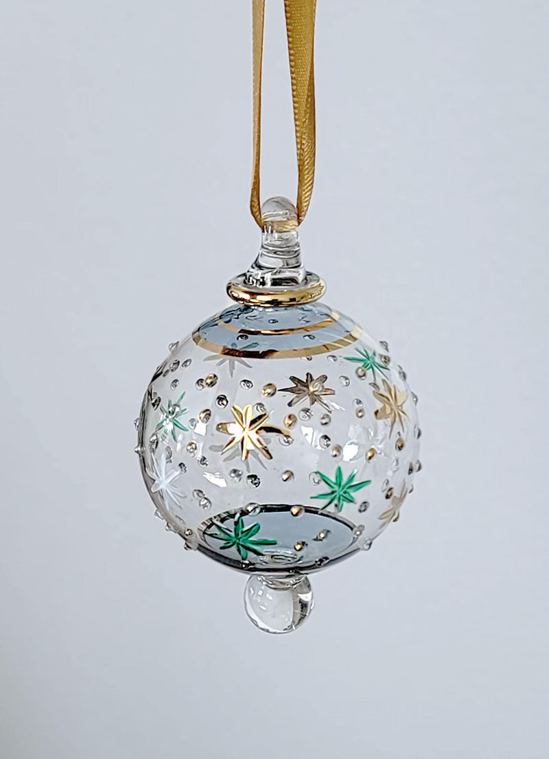 Small Globe w/ Star Design- Egyptian Hand Blown Glass Ornament