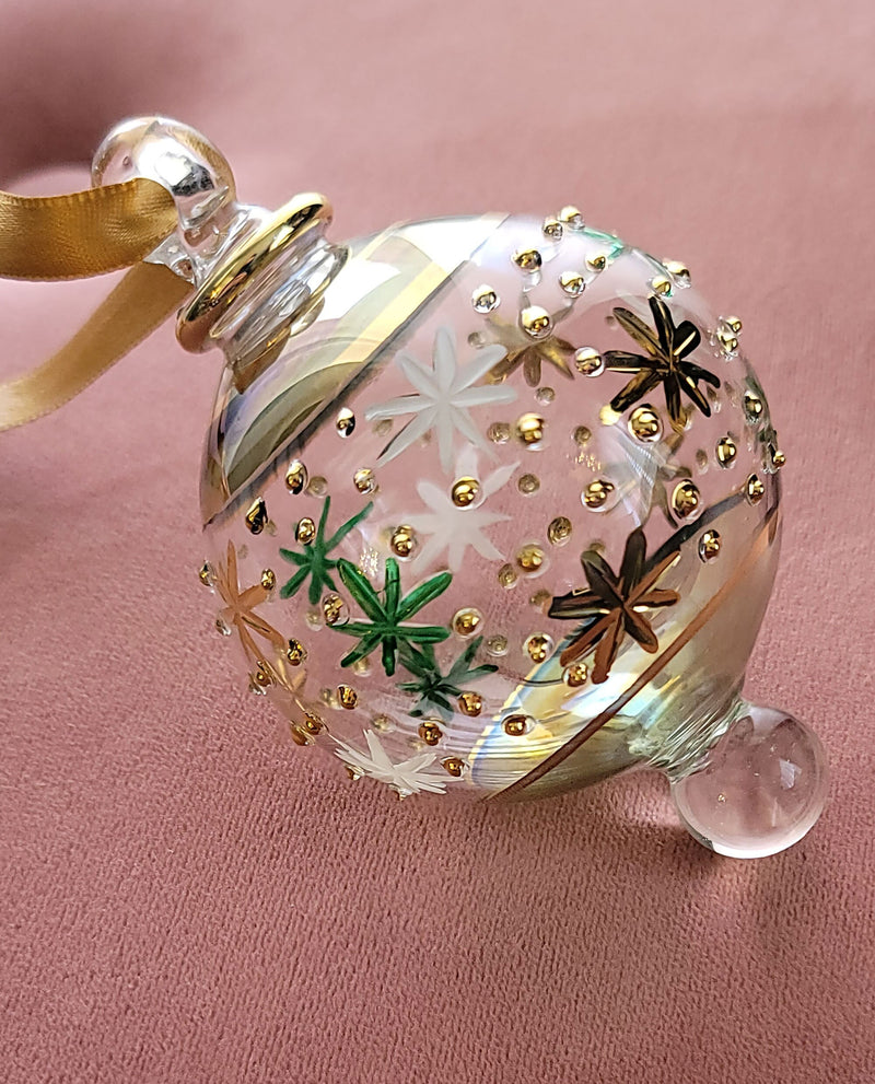 Small Globe w/ Star Design- Egyptian Hand Blown Glass Ornament