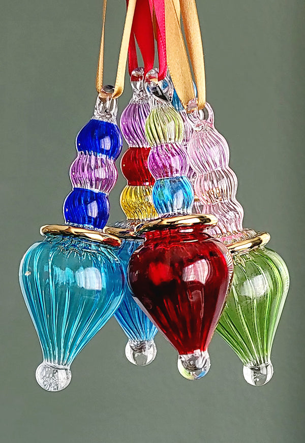 Egyptian Hand Blown Glass Teardrop Ornaments