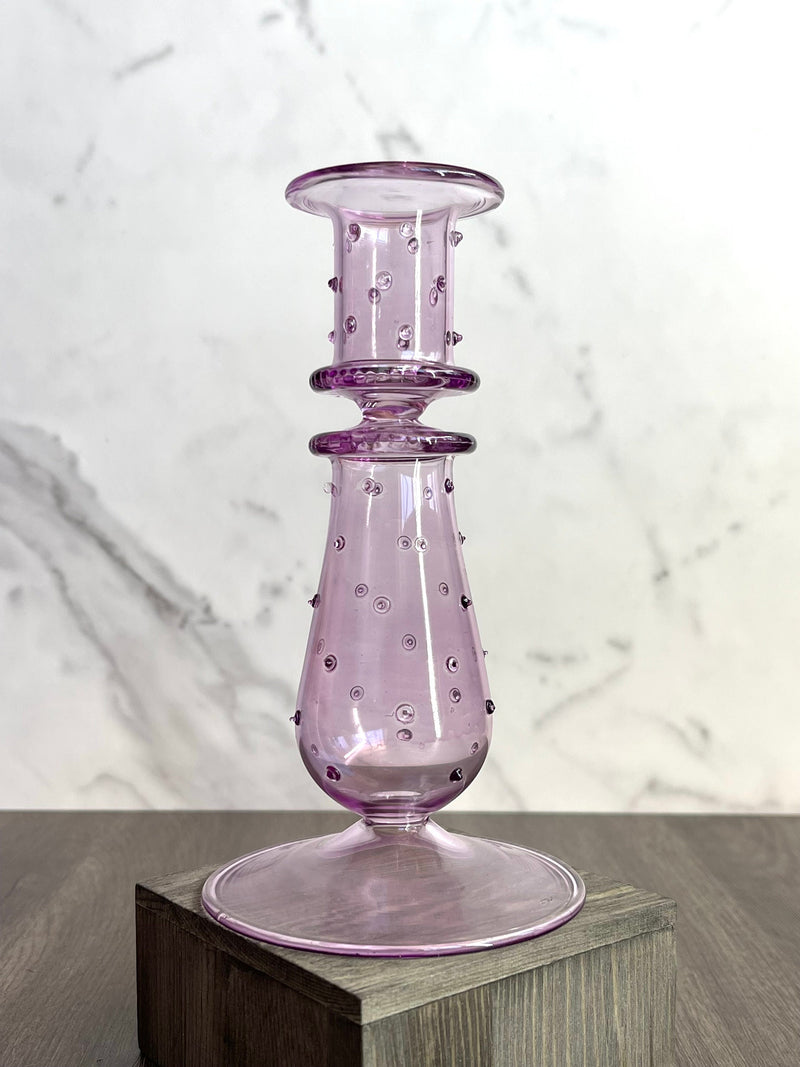 Handblown TearDrop w/ Glass Dots Candle Holders