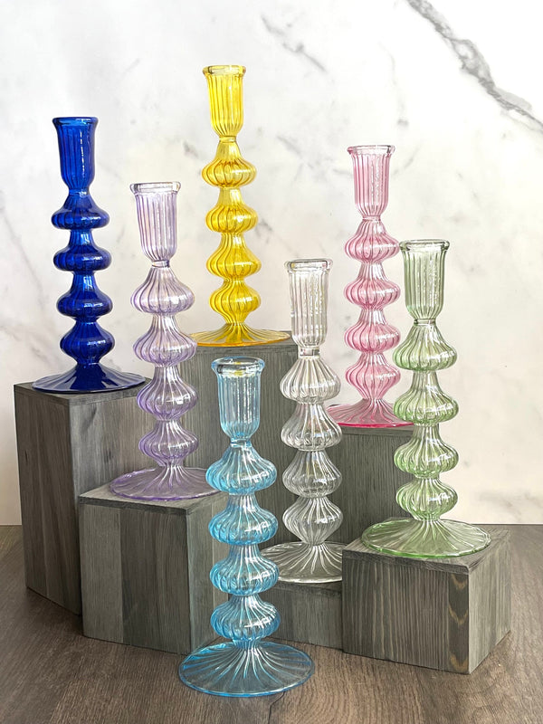 Handblown Small Accordion Candle Holders