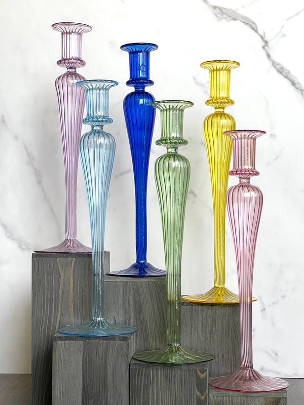 Handblown Elegant Swirl Glass Candle Stick