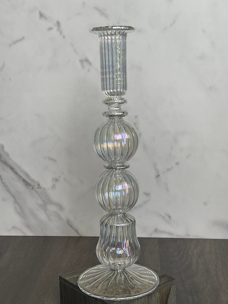 Handblown Pebble w/ Lantern Shaped Candle Holder