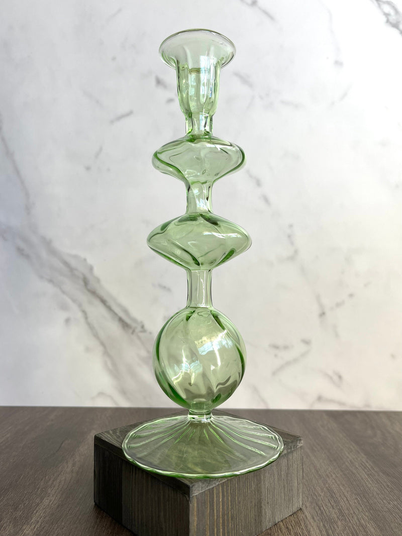 Handblown Onda Ball Shape Swirl Glass Candle Holders