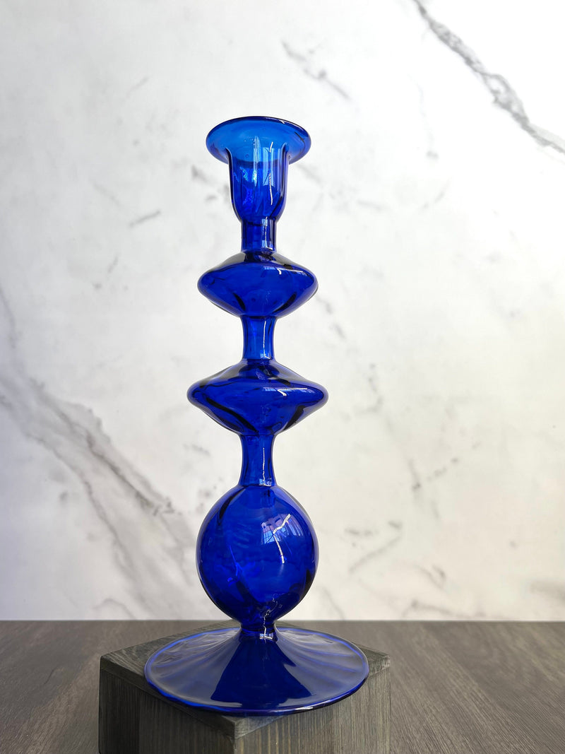 Handblown Onda Ball Shape Swirl Glass Candle Holders