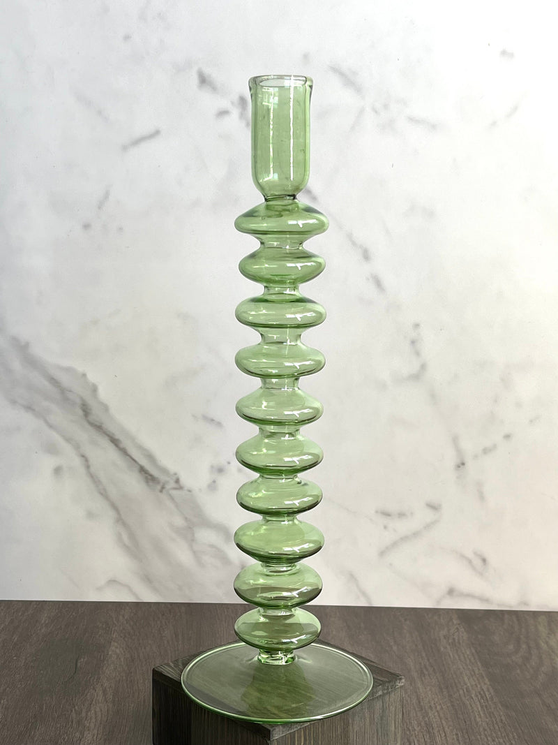 Handblown Large  Accordion Swirl Glass Candle Holders