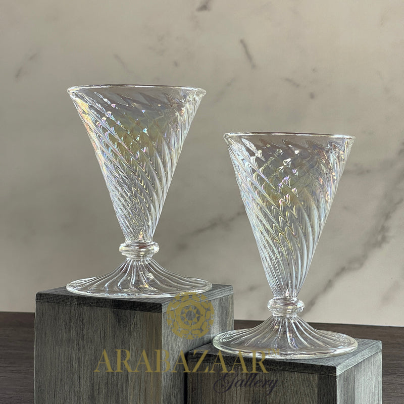 Egyptian Handblown Modern Drinking Swirl Glass  (Set of 2)