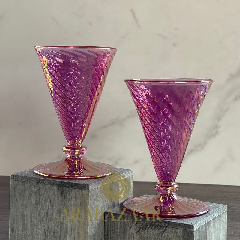 Egyptian Handblown Modern Drinking Swirl Glass  (Set of 2)