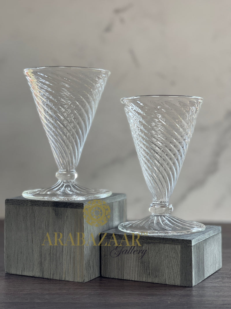 Egyptian Handblown Modern Drinking Swirl Glass  (Set of 2)