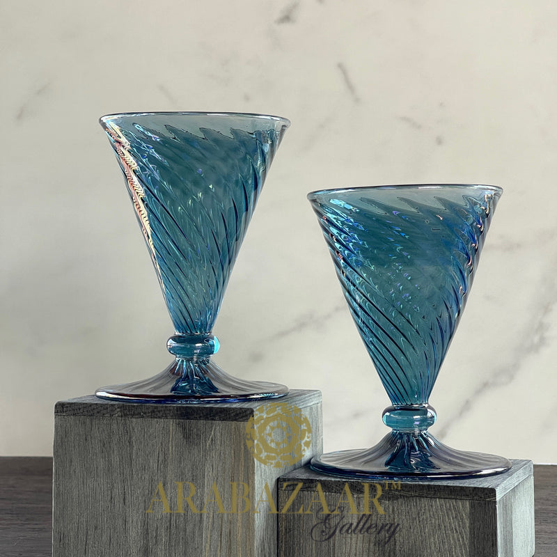 Egyptian Handblown Modern Drinking Swirl Glass  (Set of 2)