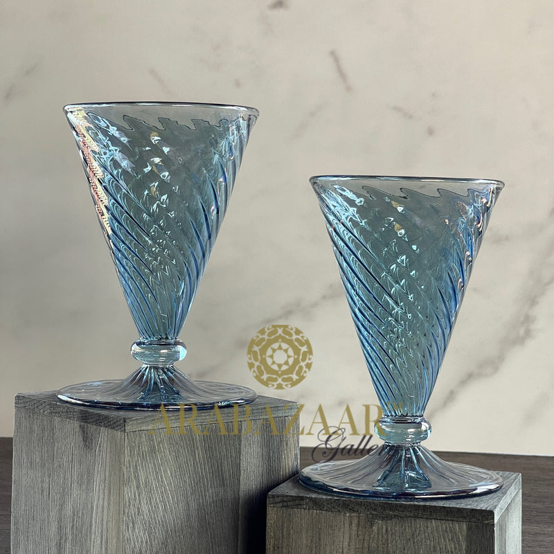 Egyptian Handblown Modern Drinking Swirl Glass  (Set of 2)