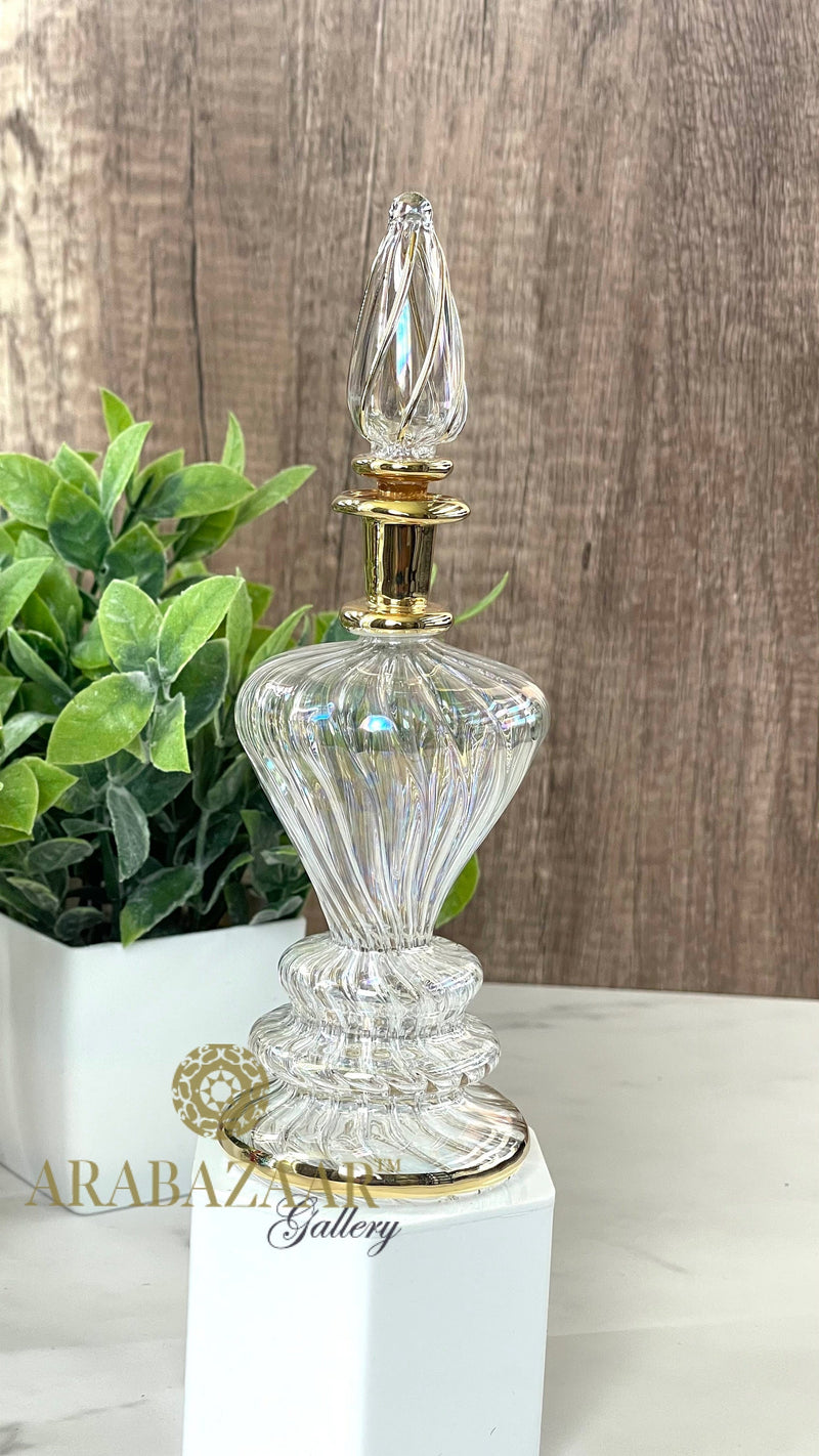 Egyptian Perfume bottle Funnel Swirl Glass/14K Gold Trim