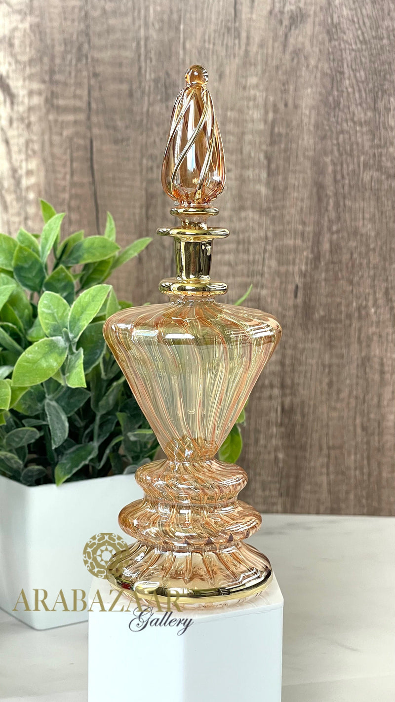 Egyptian Perfume bottle Funnel Swirl Glass/14K Gold Trim