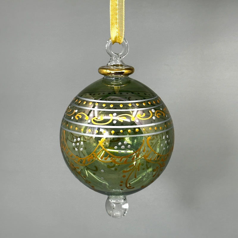 Large Globe - Hand dry painted - Egyptian Hand Blown Glass Ornament