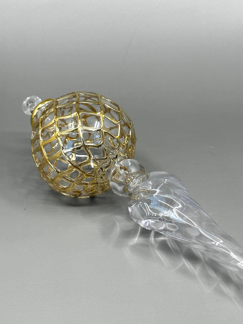 Gold Arabesque Globe Ornament - Egyptian Handblown Glass