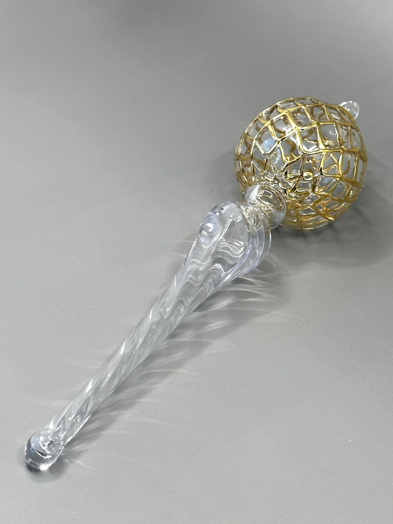 Gold Arabesque Globe Ornament - Egyptian Handblown Glass