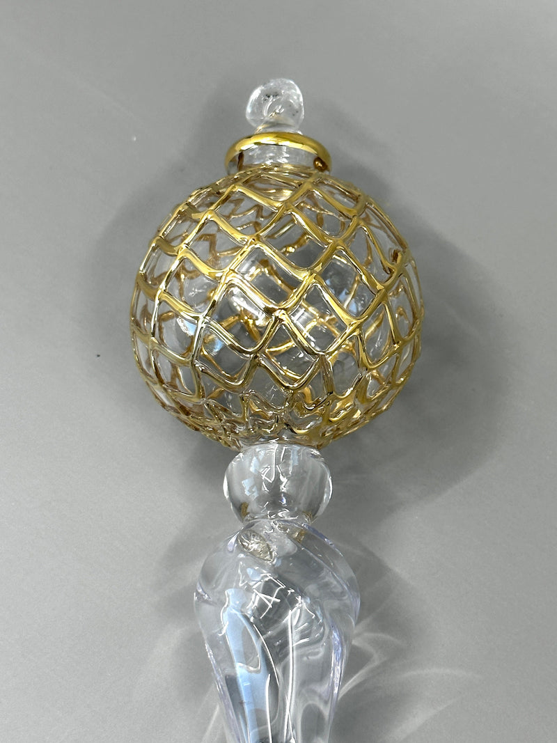 Gold Arabesque Globe Ornament - Egyptian Handblown Glass