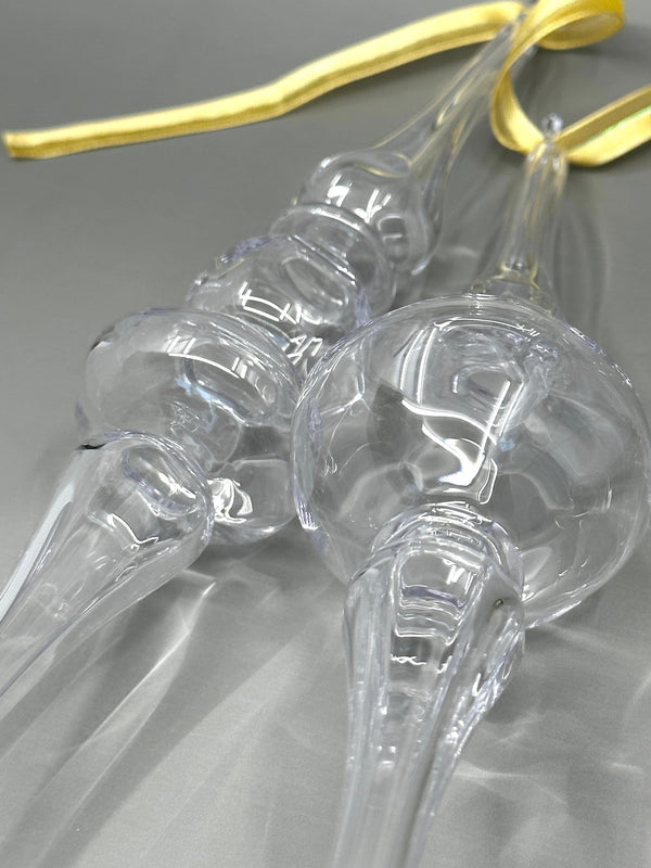 Clear Elegant Glass Ornaments - Egyptian Hand Blown. Set of 2