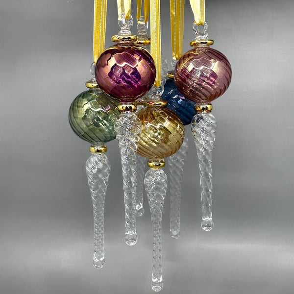 Glass Globe icicle Ornament - Egyptian Hand Blown Glass