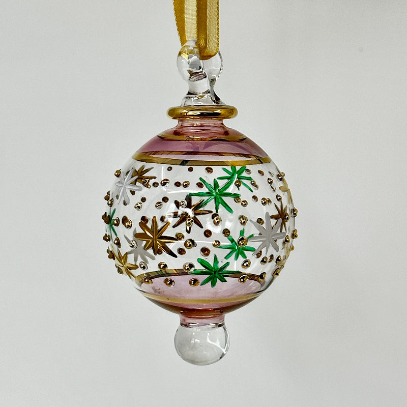 Small Globe w/ Star Design- Egyptian Hand Blown Glass Ornament