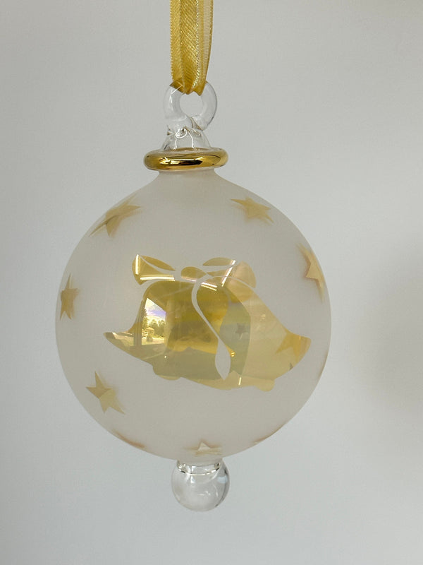 Frosted Globe w/ Eccentric Designs- Egyptian Hand Blown Glass Ornament