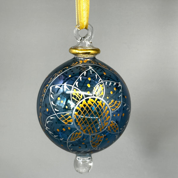 Large Globe - Hand dry painted - Egyptian Hand Blown Glass Ornament