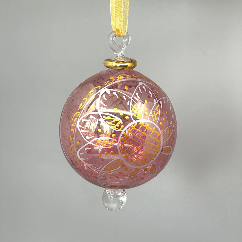 Large Globe - Hand dry painted - Egyptian Hand Blown Glass Ornament