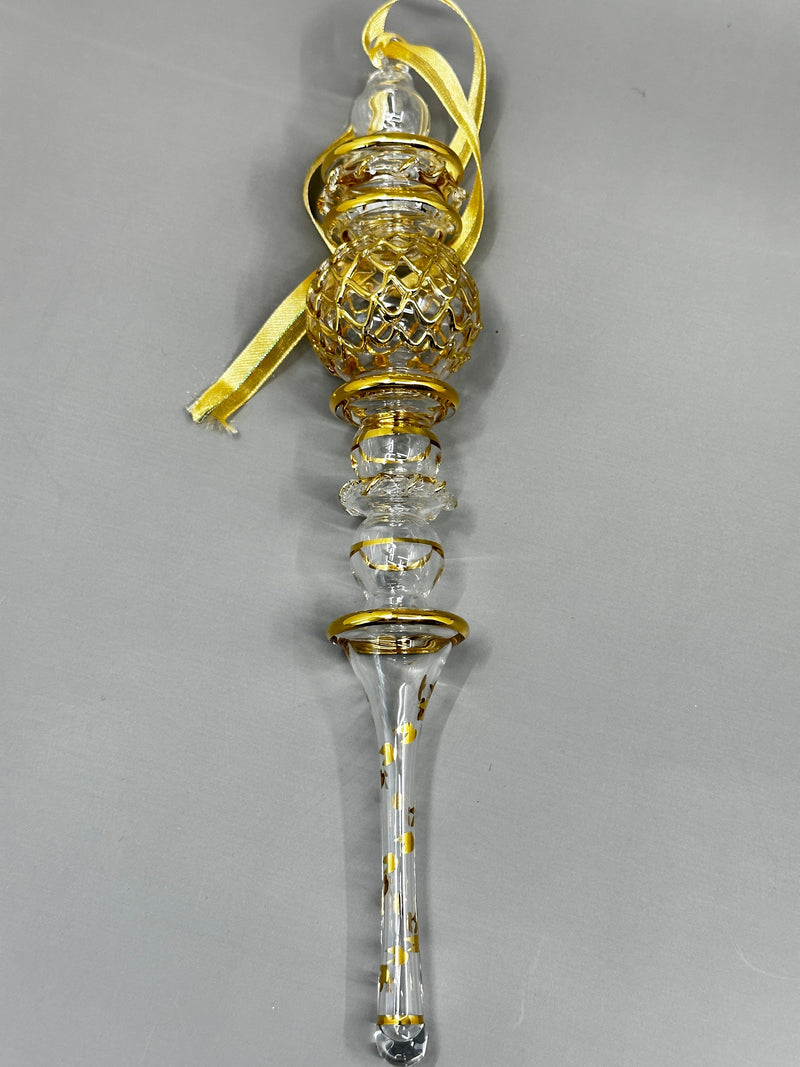 Large Hand Blown Swirl Hand Painted Glass Scepter