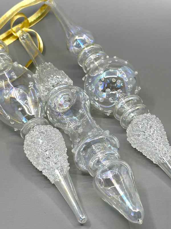 Long Hand Blown Iridescent Glass Scepter - Set of 3