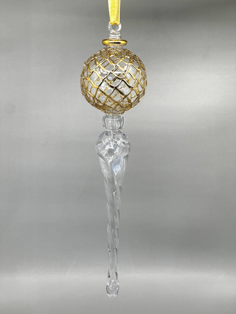 Gold Arabesque Globe Ornament - Egyptian Handblown Glass