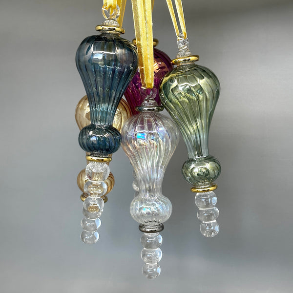 Large Swirl Glass Tear Drop Ornament - Egyptian Hand Blown Glass